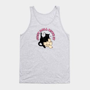 Roll with it Black Cat in orange Tank Top